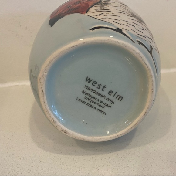 *WEST ELM* Hand Painted, Pale Blue Chicken Vase - Artist ~ Gemma Orkin - Picture 8 of 9